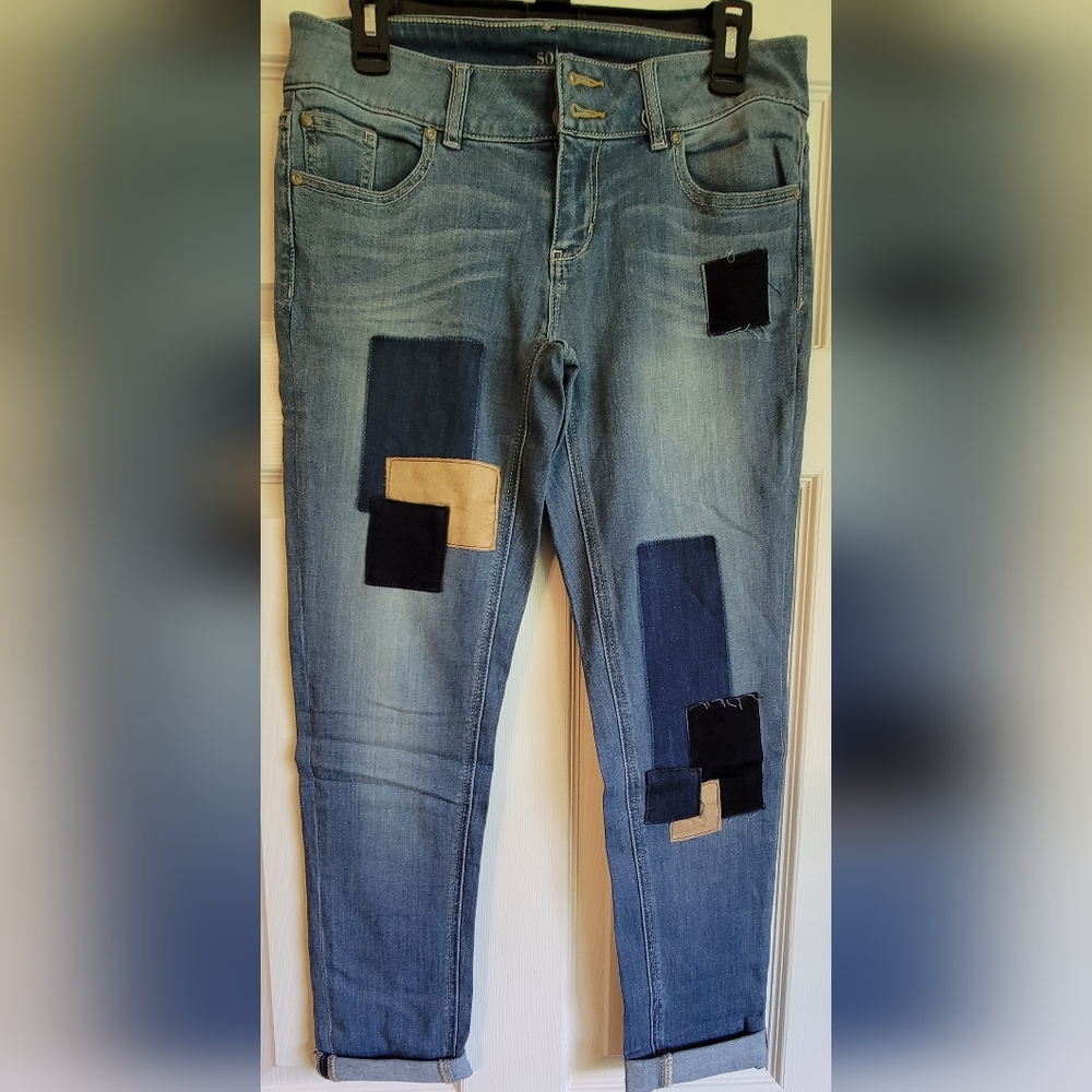 Patchwork Ankle Length Denim Pants - image 6